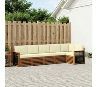 vidaXL Set divano sezionale con cuscino 5 pcs Naturale e Crema, Divano da giardino, sezione moderna, mobilio per esterni, relax in terrazza, set confortevole