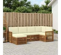 vidaXL Set divano sezionale con cuscino 5 pcs Naturale e Crema