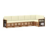 vidaXL Set divano sezionale con cuscino 5 pcs Naturale e Crema, Divano da giardino, sezione moderna, mobilio per esterni, relax in terrazza, set confortevole