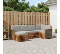 vidaXL Set divano sezionale con cuscino 5 pcs Naturale e Grigio Chiaro