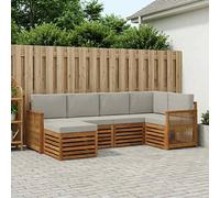 vidaXL Set divano sezionale con cuscino 5 pcs Naturale e Grigio Chiaro