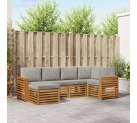 vidaXL Set divano sezionale con cuscino 6 pcs Grigio Naturale e Chiaro