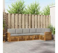 vidaXL Set divano sezionale con cuscino 6 pcs Grigio Naturale e Chiaro, Divano da giardino, moderno, set lounge da terrazza, arredo patio, comfort resistente