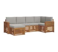 vidaXL Set divano sezionale con cuscino 6 pcs Grigio Naturale e Chiaro, Divano da giardino, moderno, mobile sezionale resistente, seduta per patio, set comfort per terrazza