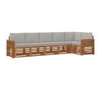 vidaXL Set divano sezionale con cuscino 6 pcs Grigio Naturale e Chiaro, Divano da giardino, moderno, set lounge da terrazza, arredo patio, comfort resistente