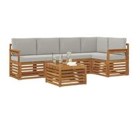 vidaXL Set divano sezionale con cuscino 6 pcs Grigio Naturale e Chiaro, Divano moderno da esterno, set comodo per giardino, patio e terrazza, arredo resistente e alla moda
