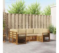 vidaXL Set divano sezionale con cuscino 6 pcs Naturale