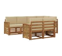 vidaXL Set divano sezionale con cuscino 6 pcs Naturale, Divano da Giardino, Sezionale Moderno, Set Lounge Resistente, Comodo per il Terrazzo, Perfetto per la Vita