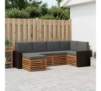 vidaXL Set divano sezionale con cuscino 6 pcs Naturale e Antracite