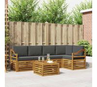 vidaXL Set divano sezionale con cuscino 6 pcs Naturale e Antracite