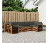 vidaXL Set divano sezionale con cuscino 6 pcs Naturale e Antracite, Divano moderno in legno di acacia, resistente set lounge da giardino, arredo modulare per patio e bordo piscina