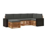 vidaXL Set divano sezionale con cuscino 6 pcs Naturale e Antracite, Divano da esterno, moderno, angolare, per giardino, arredo patio, set relax in veranda
