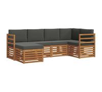 vidaXL Set divano sezionale con cuscino 6 pcs Naturale e Antracite, Divano da giardino, moderno, mobile sezionale resistente, seduta per patio, set comfort per terrazza