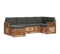 vidaXL Set divano sezionale con cuscino 6 pcs Naturale e Antracite, Divano da giardino, moderno, mobile sezionale resistente, seduta per patio, set comfort per terrazza