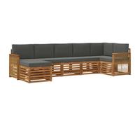 vidaXL Set divano sezionale con cuscino 6 pcs Naturale e Antracite, Scopri divani moderni per esterni, mobili sezionali per il terrazzo, lounge da giardino per il massimo comfort