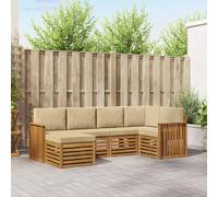vidaXL Set divano sezionale con cuscino 6 pcs Naturale e Beige, Divano da giardino, moderno, mobile sezionale resistente, seduta per patio, set comfort per terrazza