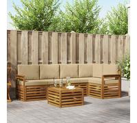 vidaXL Set divano sezionale con cuscino 6 pcs Naturale e Beige, Divano moderno da esterno, set comodo per giardino, patio e terrazza, arredo resistente e alla moda