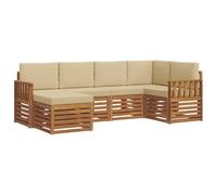 vidaXL Set divano sezionale con cuscino 6 pcs Naturale e Beige, Divano da giardino, moderno, mobile sezionale resistente, seduta per patio, set comfort per terrazza