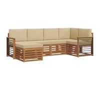 vidaXL Set divano sezionale con cuscino 6 pcs Naturale e Beige, Divano da giardino, moderno, mobile sezionale resistente, seduta per patio, set comfort per terrazza
