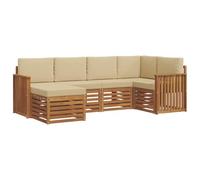 vidaXL Set divano sezionale con cuscino 6 pcs Naturale e Beige, Divano da giardino, moderno, mobile sezionale resistente, seduta per patio, set comfort per terrazza
