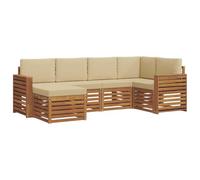 vidaXL Set divano sezionale con cuscino 6 pcs Naturale e Beige, Divano da giardino, moderno, mobile sezionale resistente, seduta per patio, set comfort per terrazza