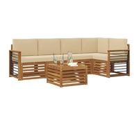 vidaXL Set divano sezionale con cuscino 6 pcs Naturale e Beige, Divano moderno da esterno, set comodo per giardino, patio e terrazza, arredo resistente e alla moda