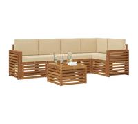 vidaXL Set divano sezionale con cuscino 6 pcs Naturale e Beige, Divano moderno da esterno, set comodo per giardino, patio e terrazza, arredo resistente e alla moda