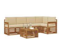 vidaXL Set divano sezionale con cuscino 6 pcs Naturale e Beige, Divano moderno da esterno, set comodo per giardino, patio e terrazza, arredo resistente e alla moda
