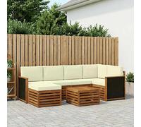 vidaXL Set divano sezionale con cuscino 6 pcs Naturale e Crema