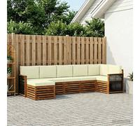 vidaXL Set divano sezionale con cuscino 6 pcs Naturale e Crema, Scopri divani moderni per esterni, mobili sezionali per il terrazzo, lounge da giardino per il massimo comfort
