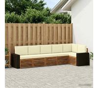 vidaXL Set divano sezionale con cuscino 6 pcs Naturale e Crema, Divano da giardino, sezione moderna, mobilio per esterni, relax in terrazza, set confortevole