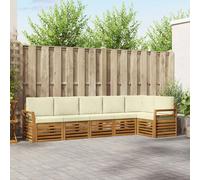 vidaXL Set divano sezionale con cuscino 6 pcs Naturale e Crema, Divano da giardino, moderno, set lounge da terrazza, arredo patio, comfort resistente