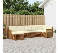 vidaXL Set divano sezionale con cuscino 6 pcs Naturale e Crema, Divano Sectionale da Giardino Moderno, Set da Esterno Resistente, Mobili da Patio per un Comodo Relax