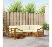 vidaXL Set divano sezionale con cuscino 6 pcs Naturale e Crema, Divano Moderno da Giardino e Terrazza, Set Accogliente per Patio, Mobili Resistenti e Comodi