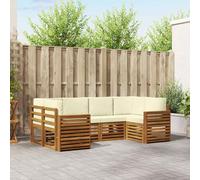 vidaXL Set divano sezionale con cuscino 6 pcs Naturale e Crema