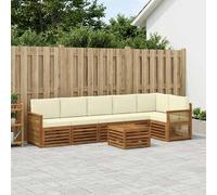 vidaXL Set divano sezionale con cuscino 6 pcs Naturale e Crema