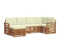 vidaXL Set divano sezionale con cuscino 6 pcs Naturale e Crema, Divano da giardino, moderno, mobile sezionale resistente, seduta per patio, set comfort per terrazza
