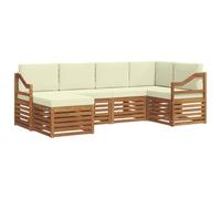 vidaXL Set divano sezionale con cuscino 6 pcs Naturale e Crema, Divano da giardino, moderno, mobile sezionale resistente, seduta per patio, set comfort per terrazza