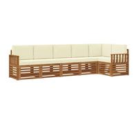 vidaXL Set divano sezionale con cuscino 6 pcs Naturale e Crema, Divano da giardino, moderno, set lounge da terrazza, arredo patio, comfort resistente