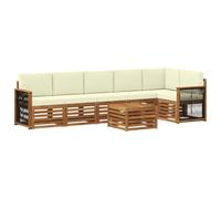 vidaXL Set divano sezionale con cuscino 6 pcs Naturale e Crema, Divano da giardino, mobili moderni per relax, set da esterno, divani ad angolo, seduta vicino alla piscina