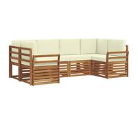vidaXL Set divano sezionale con cuscino 6 pcs Naturale e Crema, Divano Moderno da Giardino e Terrazza, Set Accogliente per Patio, Mobili Resistenti e Comodi