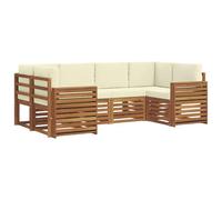 vidaXL Set divano sezionale con cuscino 6 pcs Naturale e Crema, Divano Moderno da Giardino e Terrazza, Set Accogliente per Patio, Mobili Resistenti e Comodi