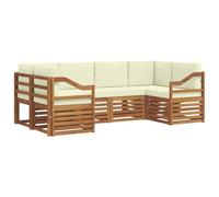 vidaXL Set divano sezionale con cuscino 6 pcs Naturale e Crema, Divano Moderno da Giardino e Terrazza, Set Accogliente per Patio, Mobili Resistenti e Comodi