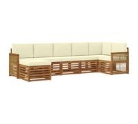 vidaXL Set divano sezionale con cuscino 6 pcs Naturale e Crema, Scopri divani moderni per esterni, mobili sezionali per il terrazzo, lounge da giardino per il massimo comfort