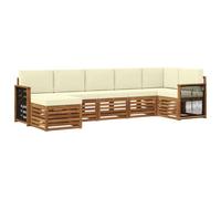 vidaXL Set divano sezionale con cuscino 6 pcs Naturale e Crema, Scopri divani moderni per esterni, mobili sezionali per il terrazzo, lounge da giardino per il massimo comfort