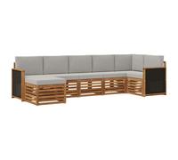 vidaXL Set divano sezionale con cuscino 6 pcs Naturale e Grigio Chiaro, Scopri divani moderni per esterni, mobili sezionali per il terrazzo, lounge da giardino per il massimo comfort