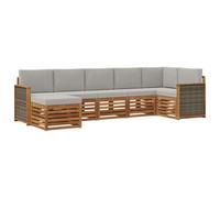 vidaXL Set divano sezionale con cuscino 6 pcs Naturale e Grigio Chiaro, Scopri divani moderni per esterni, mobili sezionali per il terrazzo, lounge da giardino per il massimo comfort
