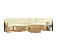 vidaXL Set divano sezionale con cuscino 7 pcs Bianco e Crema, Divano da giardino, set moderno per esterni, sofà modulari, relax a tavola, ensemble in legno per patio