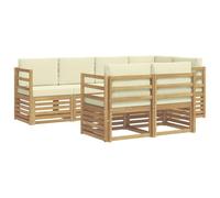 vidaXL Set divano sezionale con cuscino 7 pcs Bianco e Crema, Divano da Giardino, Sezionale Moderno, Set Lounge Resistente, Comodo per il Terrazzo, Perfetto per la Vita