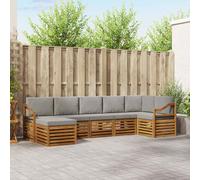 vidaXL Set divano sezionale con cuscino 7 pcs Grigio Naturale e Chiaro, Divano Sectionale da Giardino Moderno, Set da Esterno Resistente, Mobili da Patio per un Comodo Relax